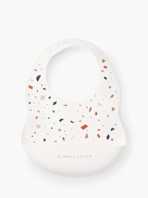 Нагрудный фартук Happy Baby силиконовый (white terrazzo, 16017)