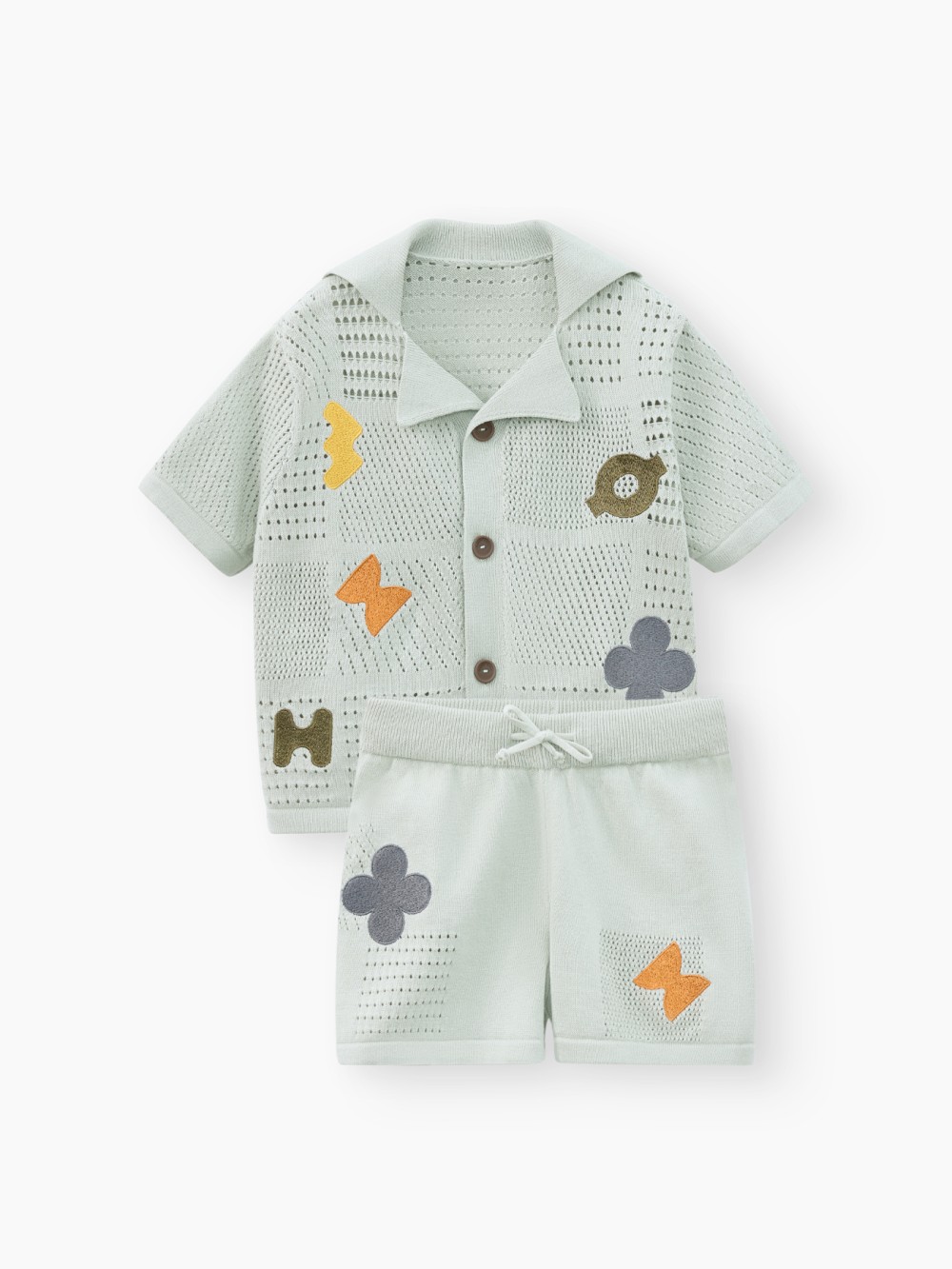 Комплект Happy Baby: рубашка и шорты (light olive, 104–110, 88599-1)