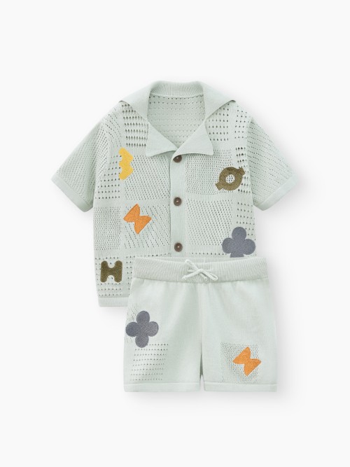 Комплект Happy Baby: рубашка и шорты (light olive, 104–110, 88599-1)