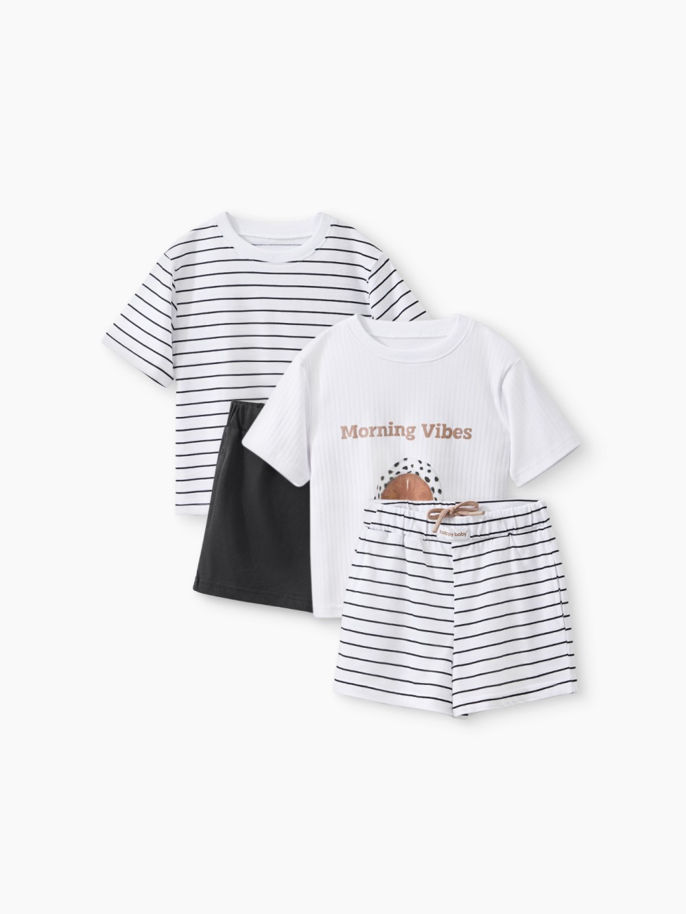 Пижама Happy Baby (футболка и шорты) (black&white, 104–110, 90150-1)