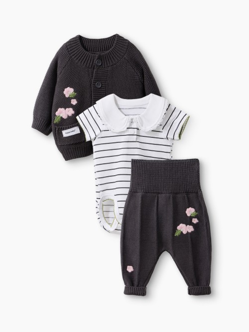 Набор Happy Baby: боди, джемпер и брюки (black&white, 56, 90159-0)