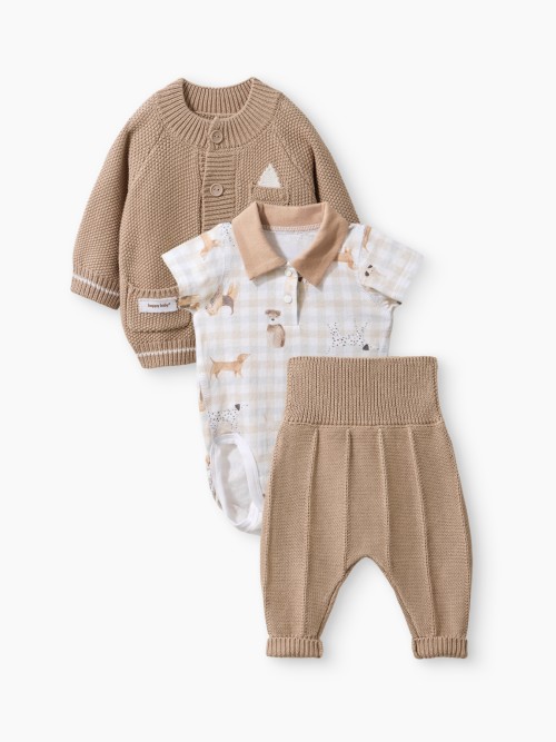 Набор Happy Baby: боди, джемпер и брюки (beige (dog), 56, 90159-0)