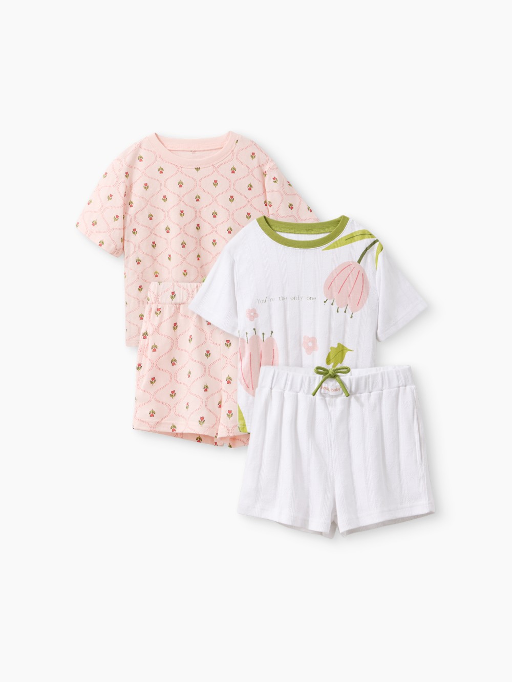 Пижама Happy Baby (футболка и шорты) (white&pink, 92–98, 90150-1)
