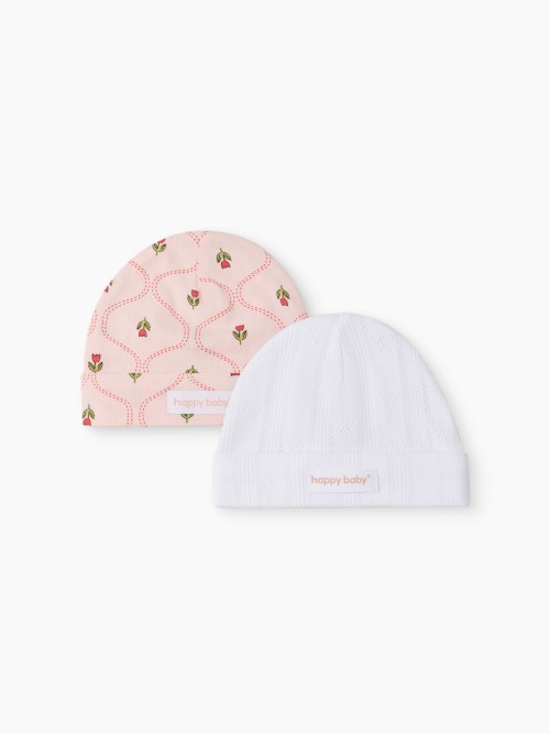 Шапочка Happy Baby (набор 2 шт.) (white&pink, 38–40, 90148-0)