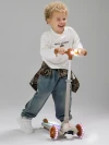 Самокат 3-х колесный Amarobaby Flash Led подсветка розовый