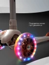 Самокат 3-х колесный Amarobaby Flash Led подсветка коричневый