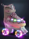 Ролики Amarobaby Glory светящиеся колеса бежевый/розовый 30-33
