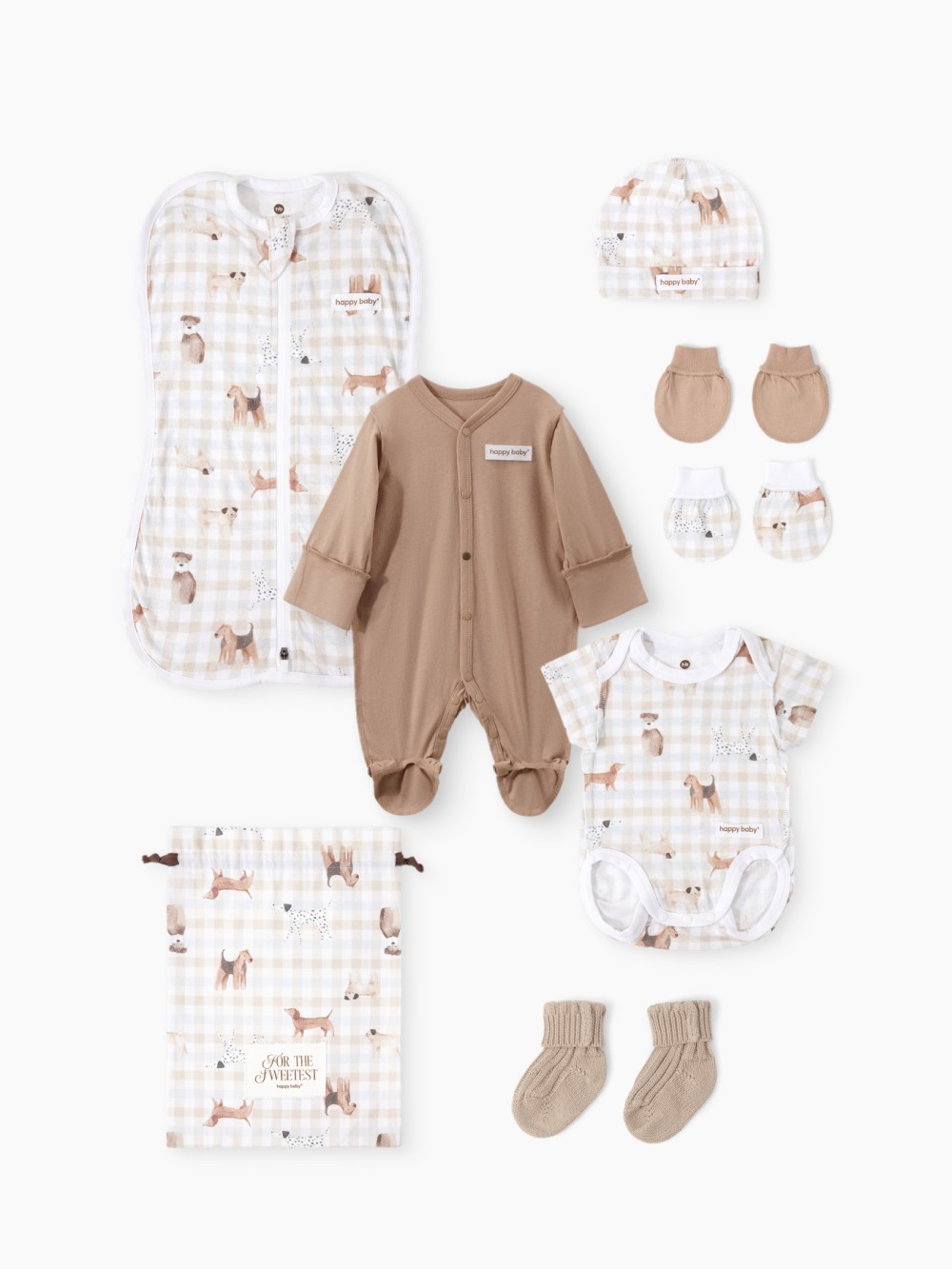 Комплект Happy Baby для новорожденных (набор 7 шт.) (beige (dog), 50, 90163-0)