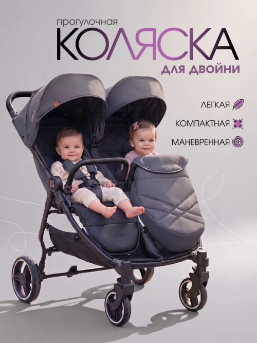 Коляска для двойни Farfello Max Gray