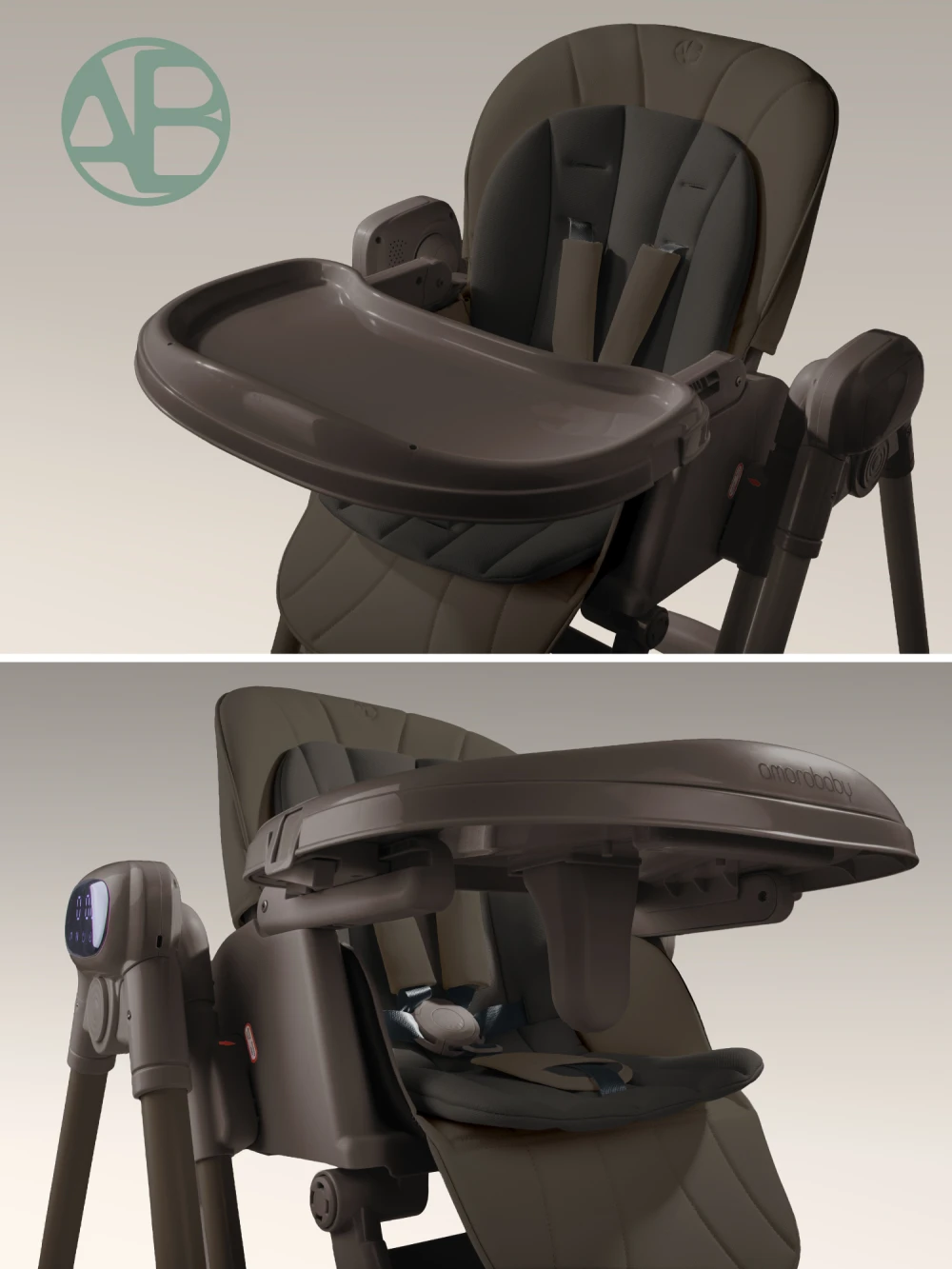Стул-электрокачели для кормления Amarobaby Legacy коричневый