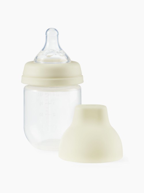 Бутылочка Happy Baby с крышкой и силиконовой соской, 125 мл (cream new, 10030)
