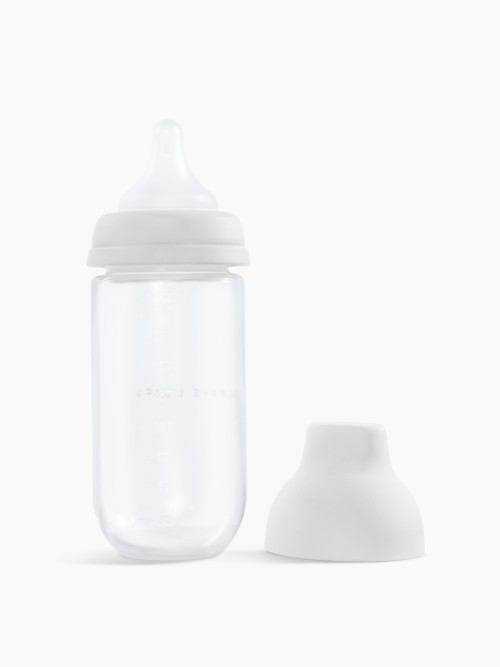 Бутылочка Happy Baby с крышкой и силиконовой соской, 250 мл (light gray new, 10031)