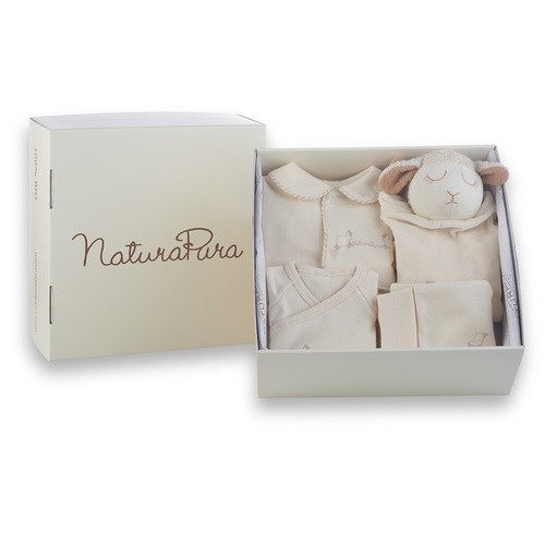 Комплект NATURA PURA "Овечки" (Сонная игрушка, комбинезон, боди, ползунки), TB23SET2