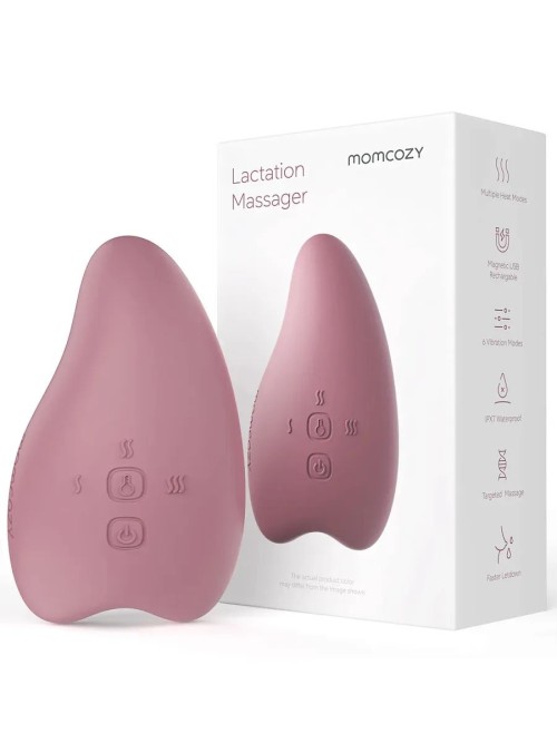 Лактомассажер Мамкози с подогревом и вибрацией A1, цвет уютный красный Momcozy