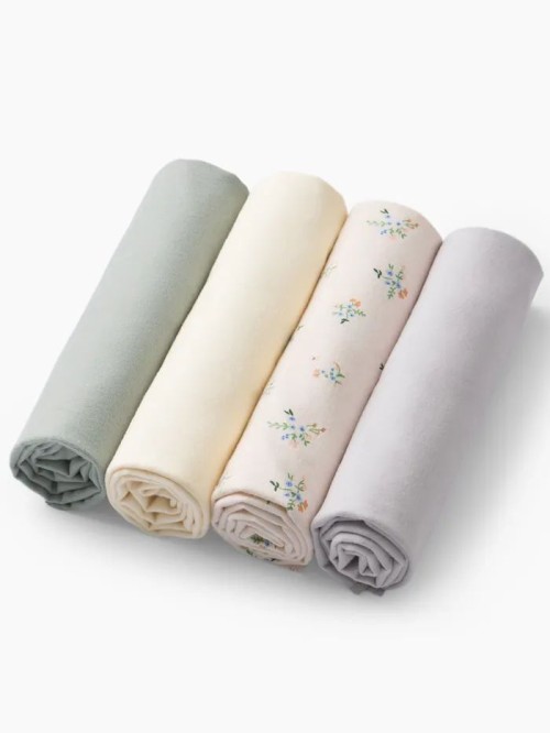 Набор пеленок Happy Baby 90x70 см, 4 шт. (grey pink, 87581)
