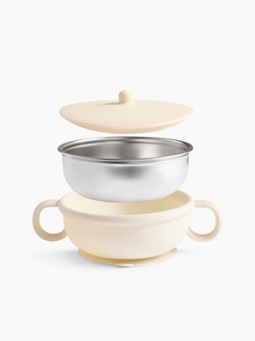 Тарелка Happy Baby с крышкой и ручками, 250 мл (cream, 15079)