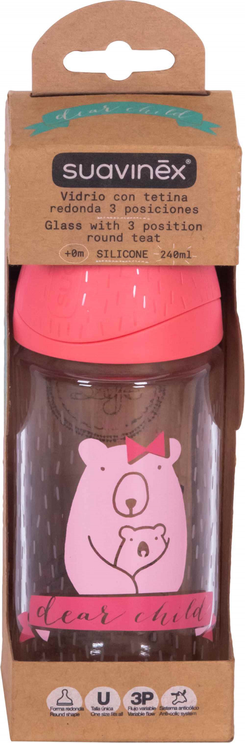 Бутылка Suavinex 270мл Бл,розовый 0-6мес
